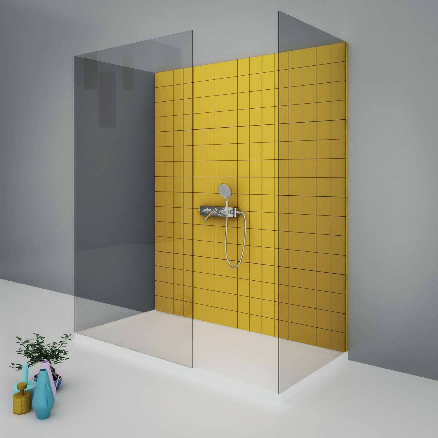 douche-cubic-yellow